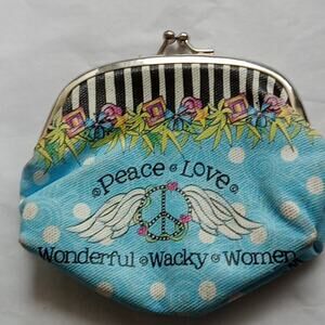 Colorful Suzy Toronto Vintage Change Purse with Peace Love Design